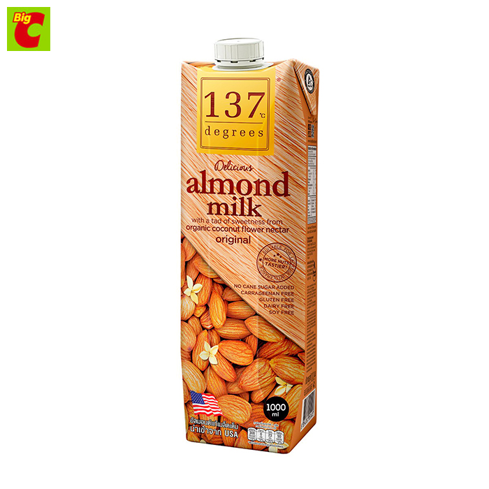 137 Degrees Uht Almond Milk 1000 Ml. ราคา 129 บาท*ส่งฟรี