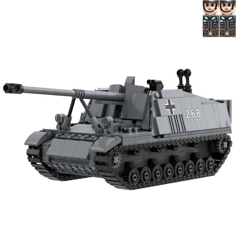 WW2 quân sự đồ chơi nashorn SD. kfz.164 xe tăng khu trục xây dựng khối xe tăng quân đội chiến tranh mô hình với 2 hình người lính Quà Tặng