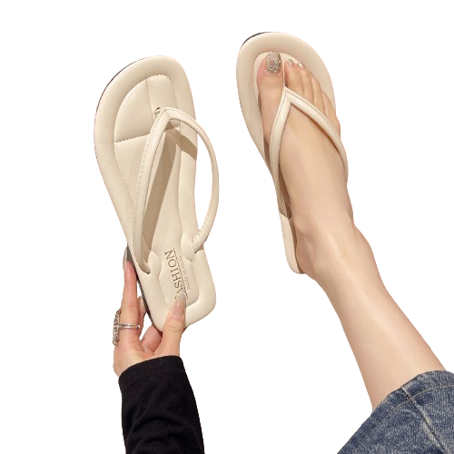 AOKANG Dép xỏ ngón đi biển cho áo khoác ngoài nữ, dép xỏ ngón phiên bản Hàn Quốc mới, thoải mái, xăng đan đi biển biển đáy phẳng