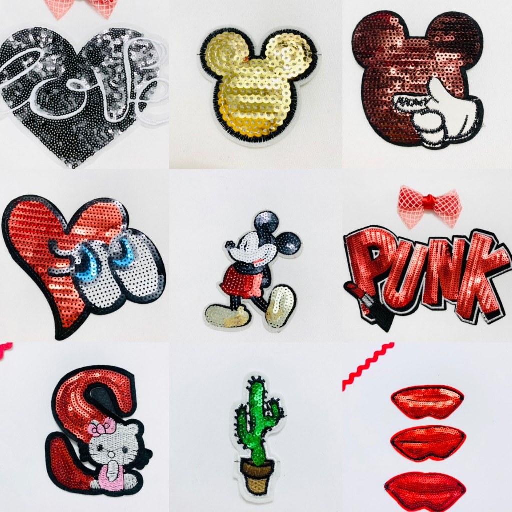 Hình ủi và hình may kim sa ,Patch Sticker dán,ủi,may lên quần áo họa tiết dễ thương handmade,DIY -phụ kiện may mặc