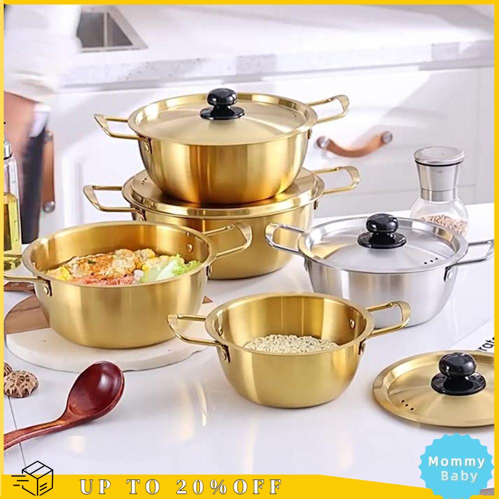 STYLISH HA mini Nồi mì ramen Thép không gỉ có nắp Nồi súp  Đa chức năng Lẩu Dụng cụ nấu ăn cắm trại