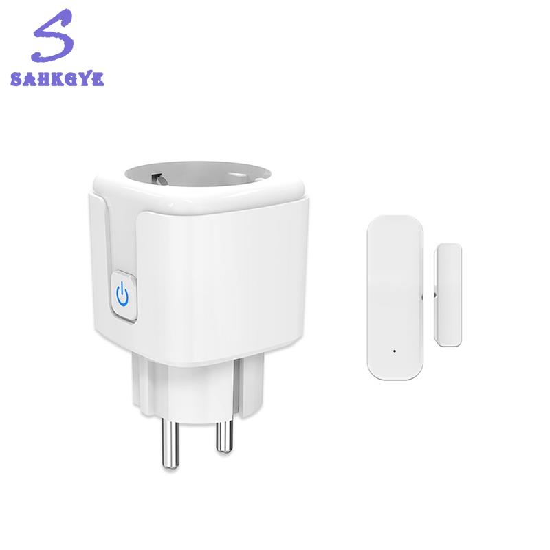 greatbuy666-Smart Socket Outlet 16A and Door/Window Sensor Wireles Remote Control Anti-Theft Alarms Socket WiFi Timer Socket EU Plug ราคา 540 บาท*ส่งฟรี