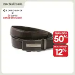 Chỉ 24.4  Đơn 500K giảm 20% + Mua 2 giảm thêm 8% + Mua 3 giảm thêm 12%GIORDANO Nam Thắt lưng Thương hiệu tương phản Thắt lưng khóa tự động Thắt lưng trơn hai lớp bằng da không thấm nước Thời trang thường ngày Thắt lưng 01135524