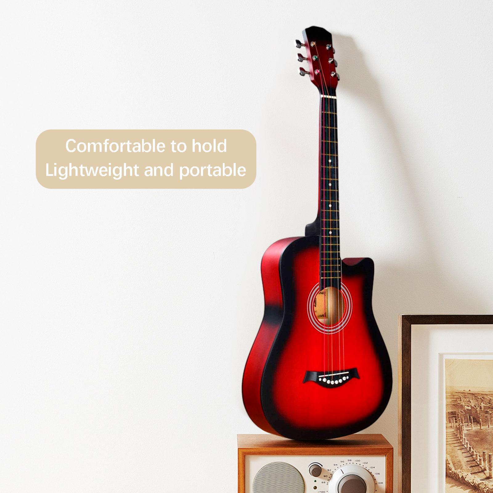 BNMUSIC 38'' Acoustic Wood Guitar Easy to Hold Educational Toy 6 String Folk Guitar Warmer Clear Sound for All Ages Party Concert Travel - 3