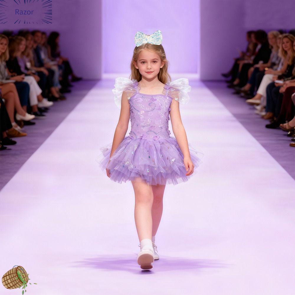 RAZOR Đầm sequin Váy ballet cho trẻ em Hoa Hiện đại Váy tutu ballet Thời trang Váy tiệc Quần áo biểu diễn Bé gái