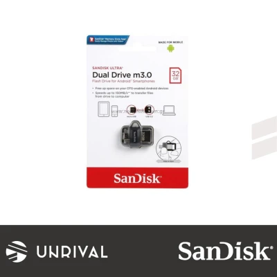 SanDisk 32Gb Ultra Dual Drive m3.0 (OTG) Silver/Gray - Unrival