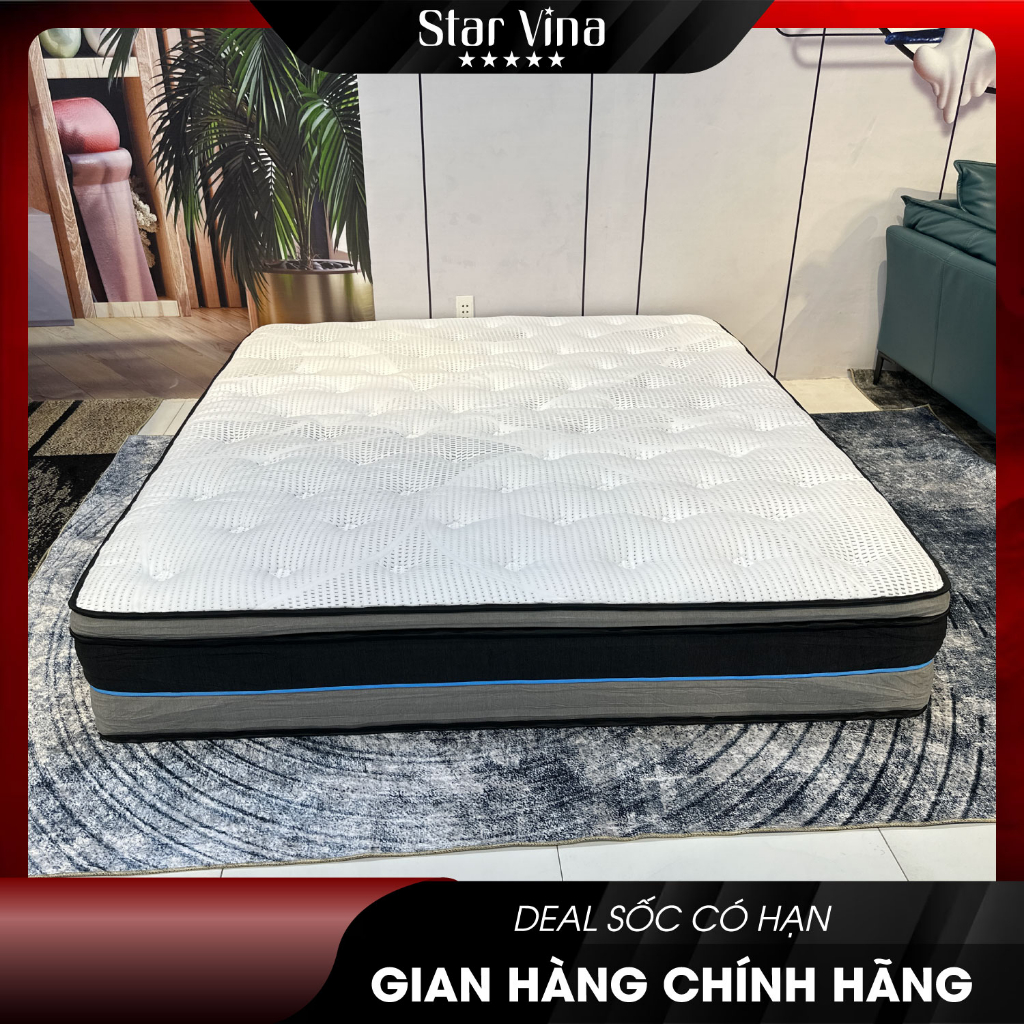 Nệm lò xo kz-3010 2x2m bề mặt vải thun gấm mềm mại cao cấp, đường may tinh tế chắc chắn, đàn hồi tốt