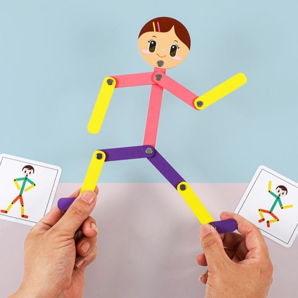 Abnorm Montessori que diêm người đàn ông thẻ đồ chơi phù hợp với pose thẻ