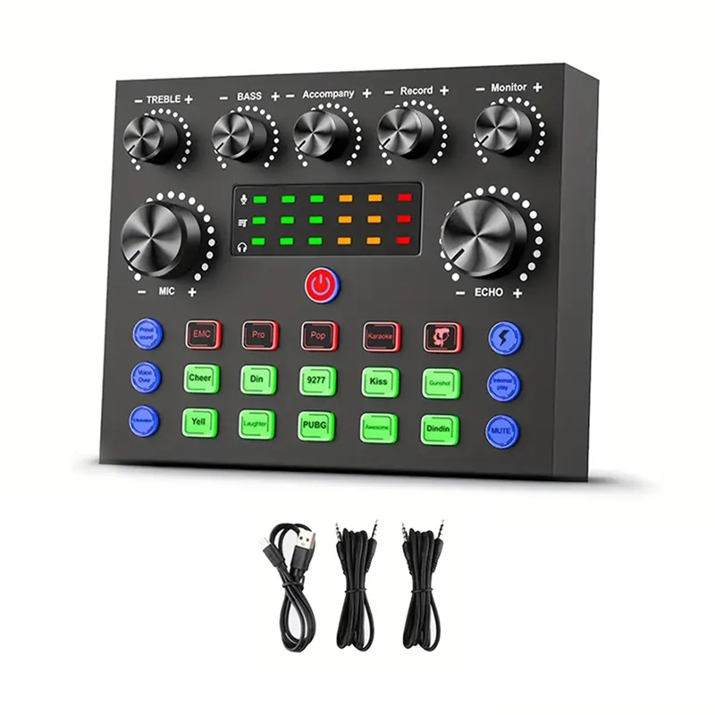 V8S Audio Mixer with Voice Changer,Podcast Mixer,Sound Card for Phone Gaming Karaoke Studio Live Streaming Podcast