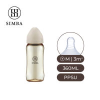 【New Colour】Simba allonge All Ages (360ml/12oz) PPSU Wide Neck Anti-Colic Feeding Bottle Cross Hole M Teat