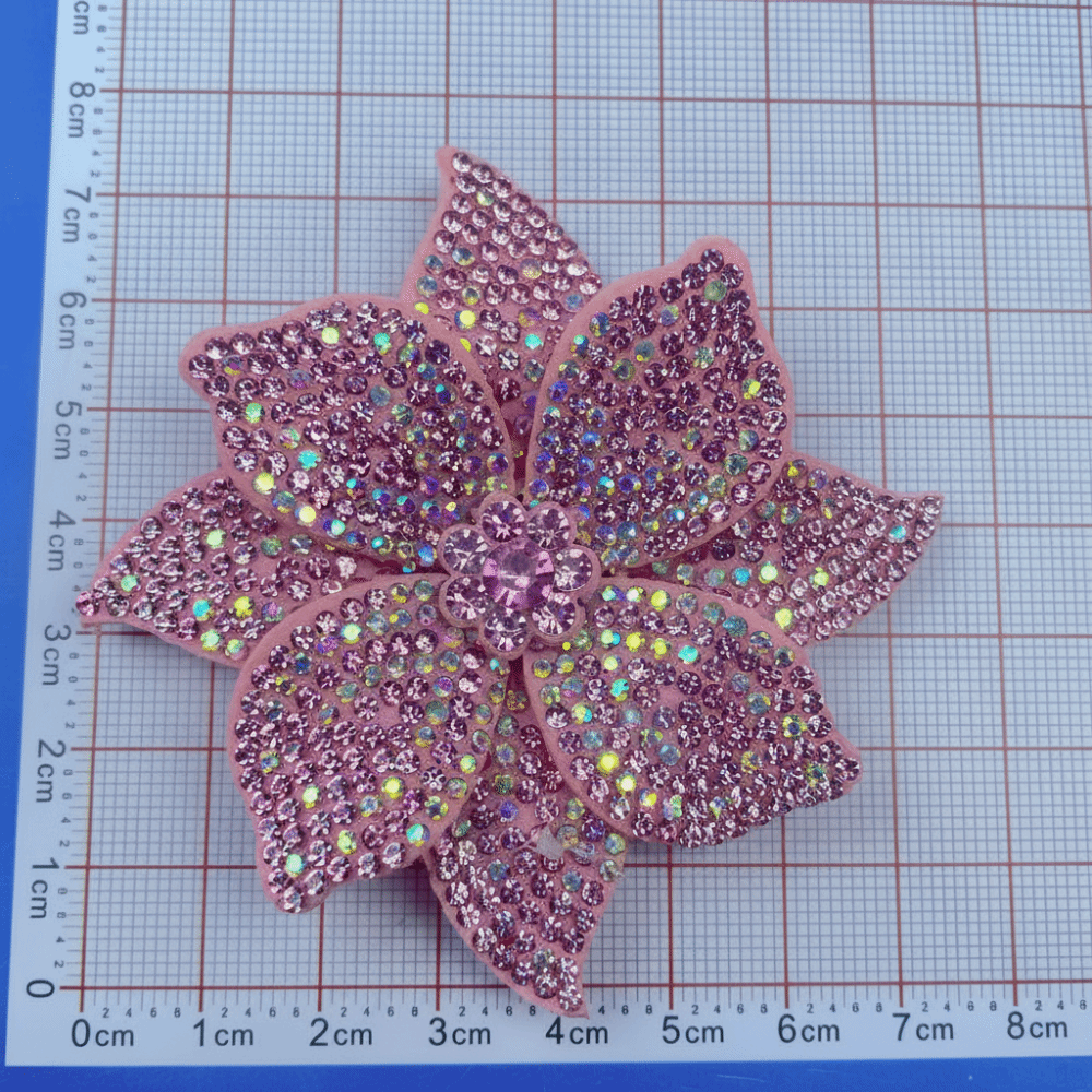 LAOSILAISI Sparkling Rhinestone Flower Patches Embellishment DIY Craft Sewing Supplies Flower Brooch Fabrics Luxury Three-dimensional Sew-On Applique Dress Decoration