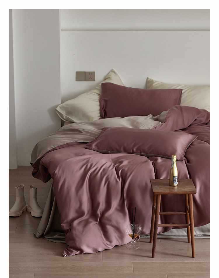 Set di biancheria da letto 60 pezzi in Tencel Four tinta unita Ice Silk Summer Naked, lenzuolo con angoli elasticizzati, set copripiumino, set di lenzuola in tre pezzi AoyuejHasd-CB