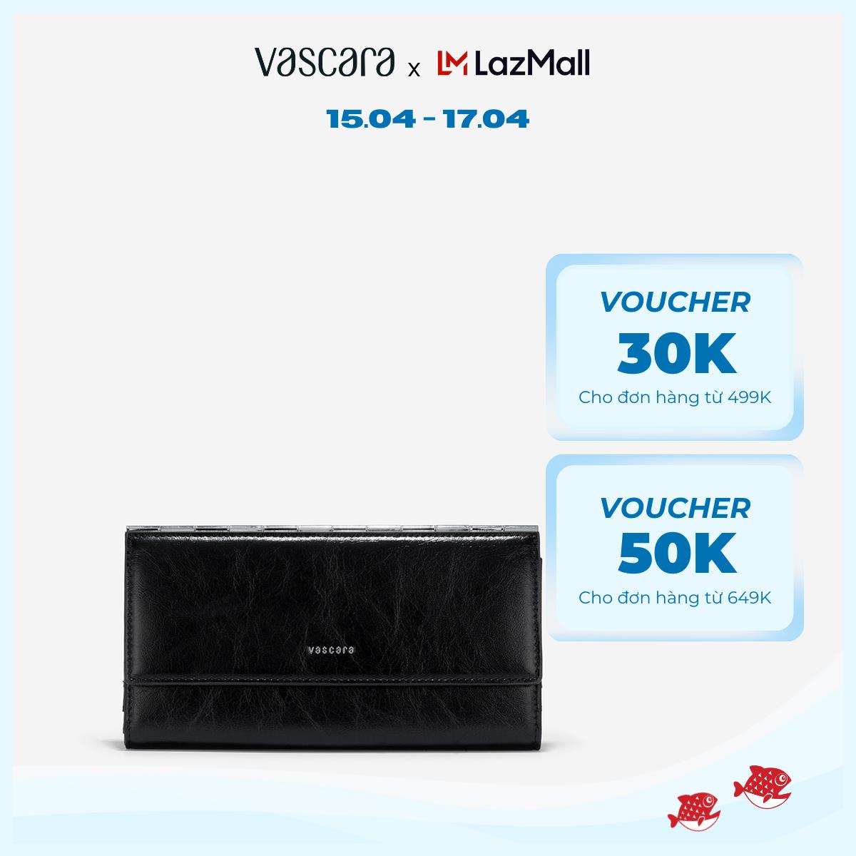   Voucher 30K | 15.4  Vascara Ví Cầm Tay Nắp Gập Phối Kim Loại - WAL 0282 