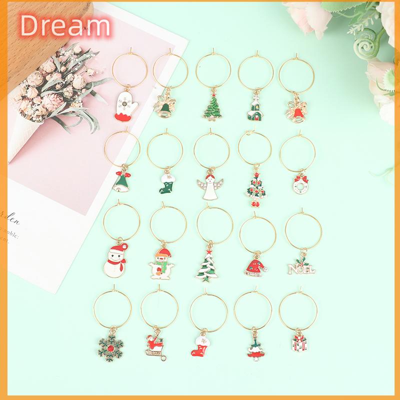 🔥🔥🔥Dream 20Pcs Christmas Wine Glass Markers Holiday Drink Marker Charms for Wine Glasses