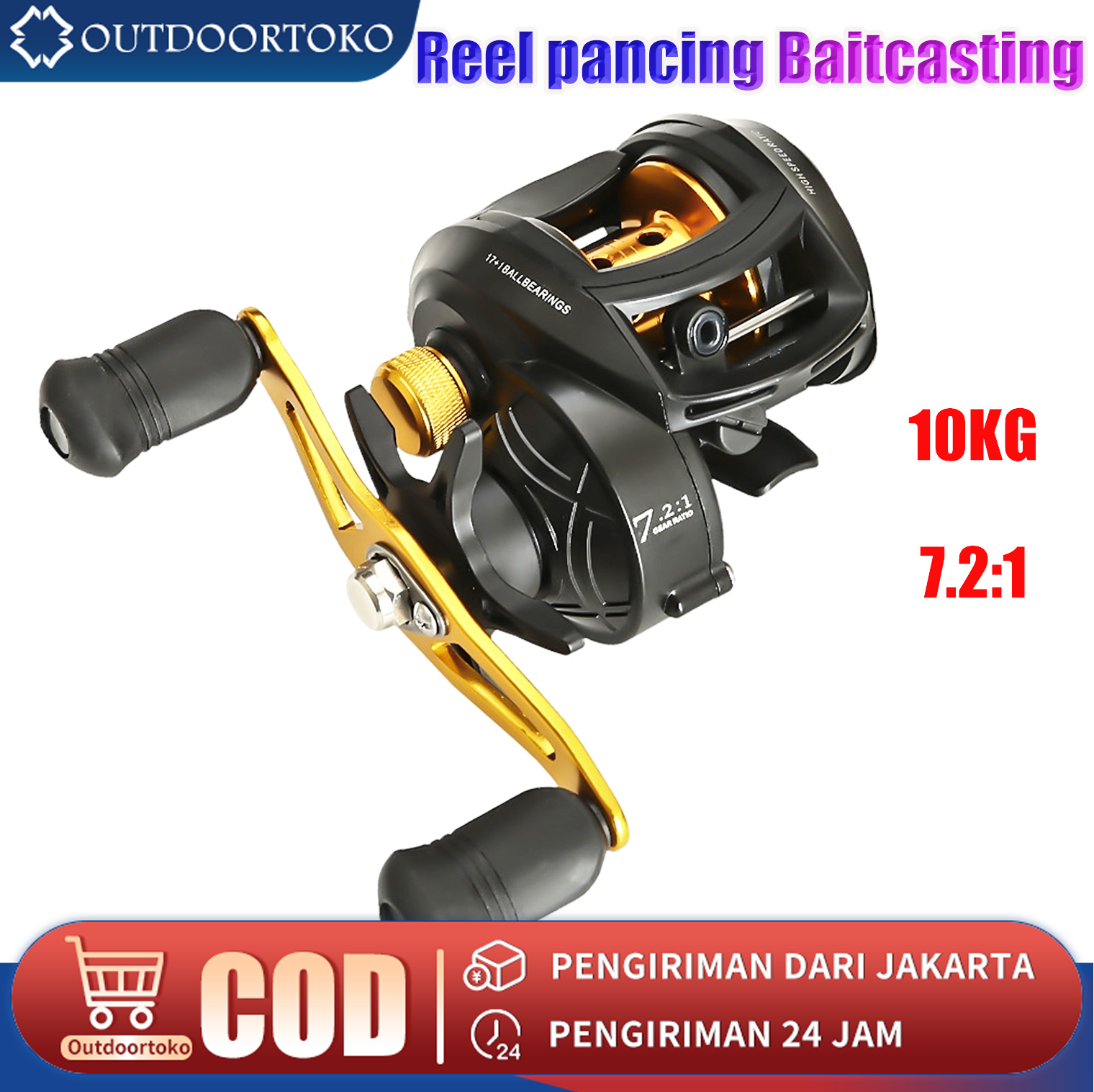 Jual 18+1BB Metal Baitcasting Reel 7.2:1 Gear Ratio Fishing Reel for  Outdoor Universal Line Right di Seller Homyl - Shenzhen, Indonesia