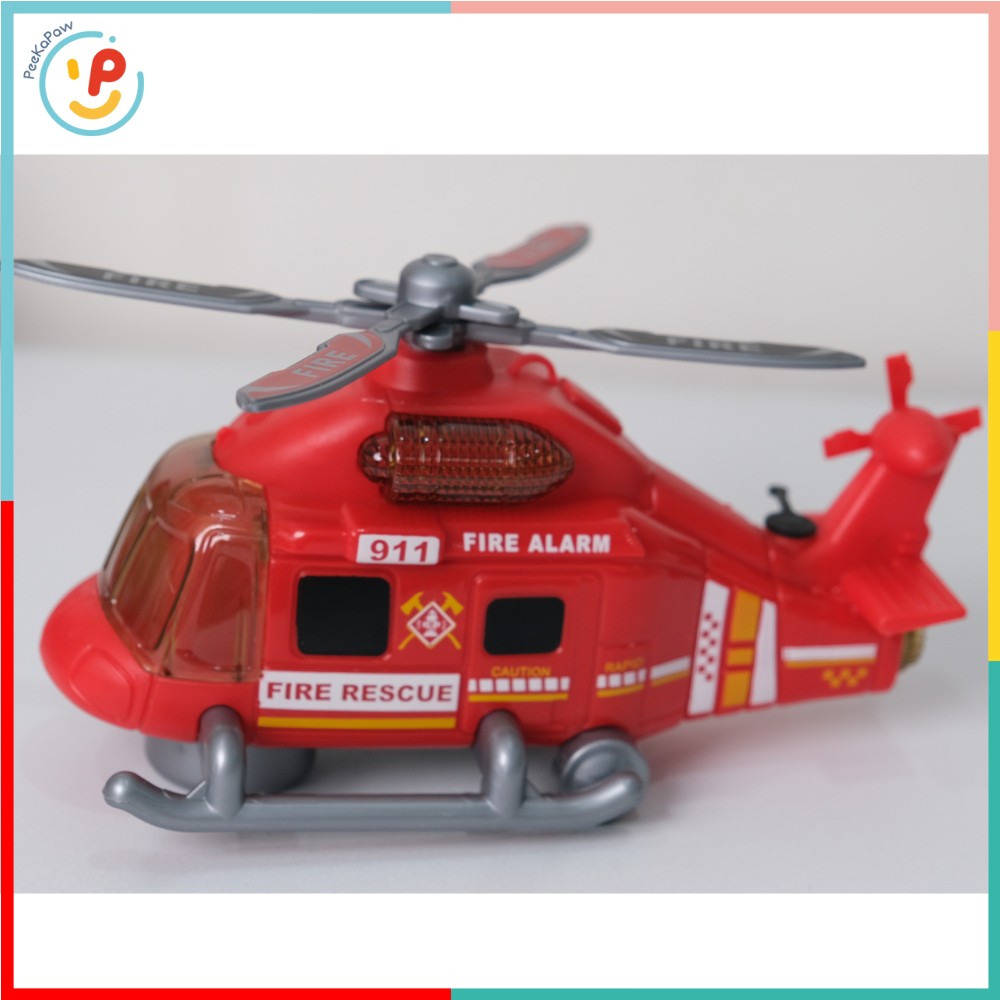 Máy bay trực thăng cứu hoả có phun khói đèn nhạc 8843 PeeKaPaw Toys