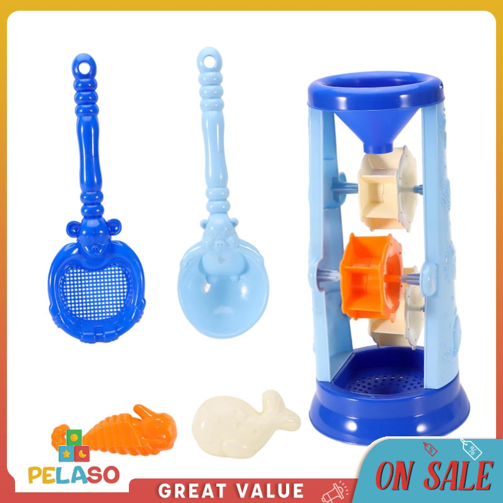 Pelaso 5PCS Đồ chơi bãi biển thiết lập trò chơi ngoài trời cho Nam Nữ cát lâu đài Bộ xếp hình