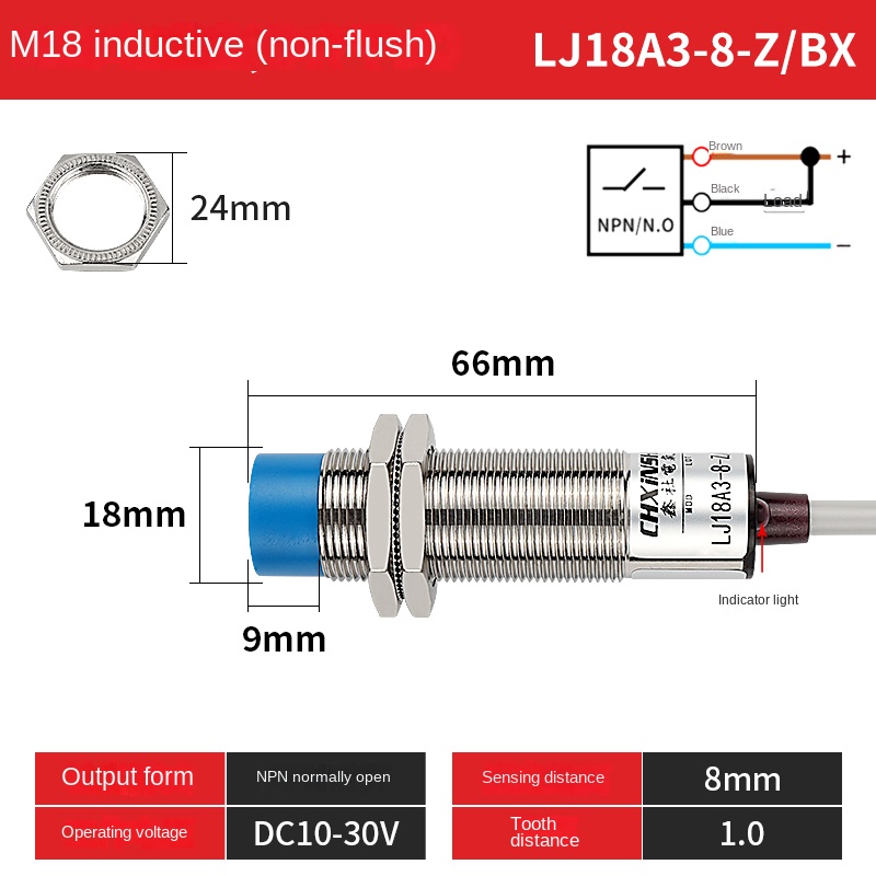 LJ18A3-8-Z/BX Cảm Biến Tiệm Cận Chxinshe | Tùy chọn LJ18A3-5 / LJ18A3-8 Công Tắc NPN/PNP NO NC M18 | Phát Hiện Kim Loại 5mm / 8mm