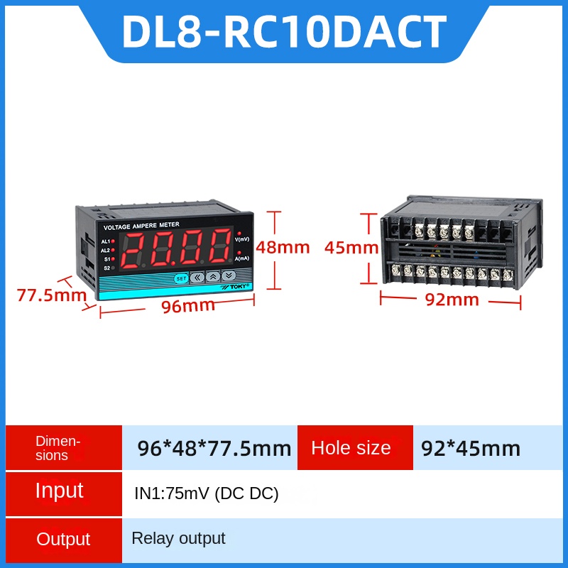 DL8-RC10DACT | Đồng Hồ Đo Điện Áp & Dòng Điện TOKY - Tùy Chọn Khác DL8-IAACT/RC10AACT/IRC18V600/IV600/RC18DACT | Hỗ Trợ 24V | Đa Dạng Phạm Vi Đo