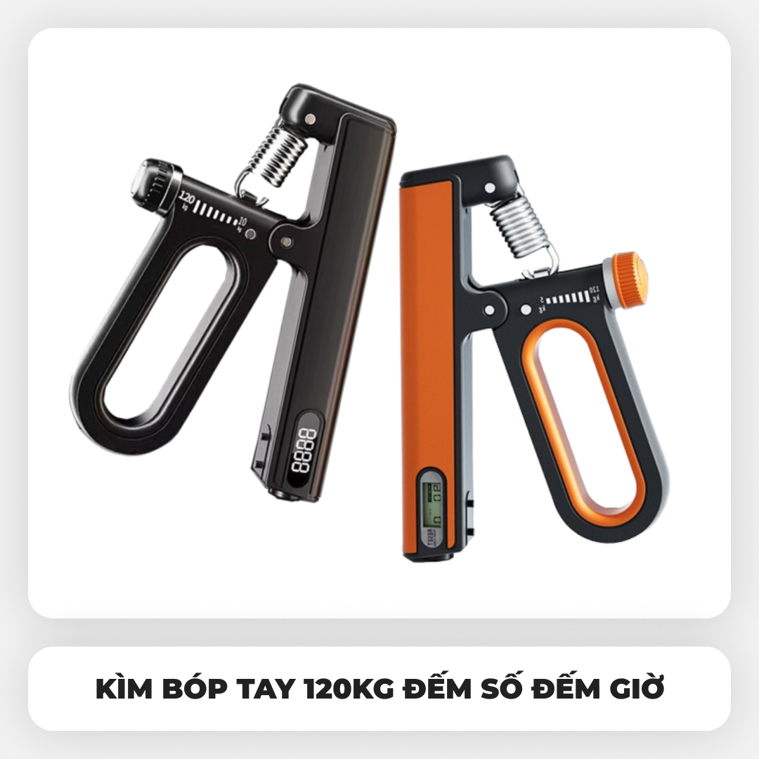 Kìm Bóp Tay Đếm Số Đếm Giờ Thông Minh Lò Xo Thép Điều Chỉnh Đến 120KG - Luyện Tập Cơ Tay Tại Nhà