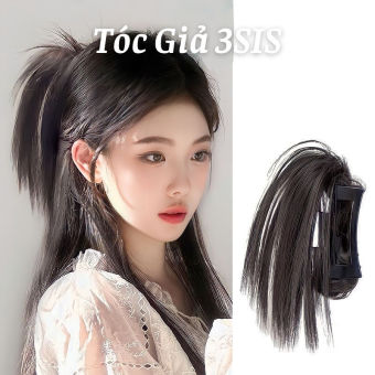 Kẹp tóc giả kiểu thẳng đuôi ngựa, kẹp tóc kiểu buộc nửa đầu thẳng dài cho nữ