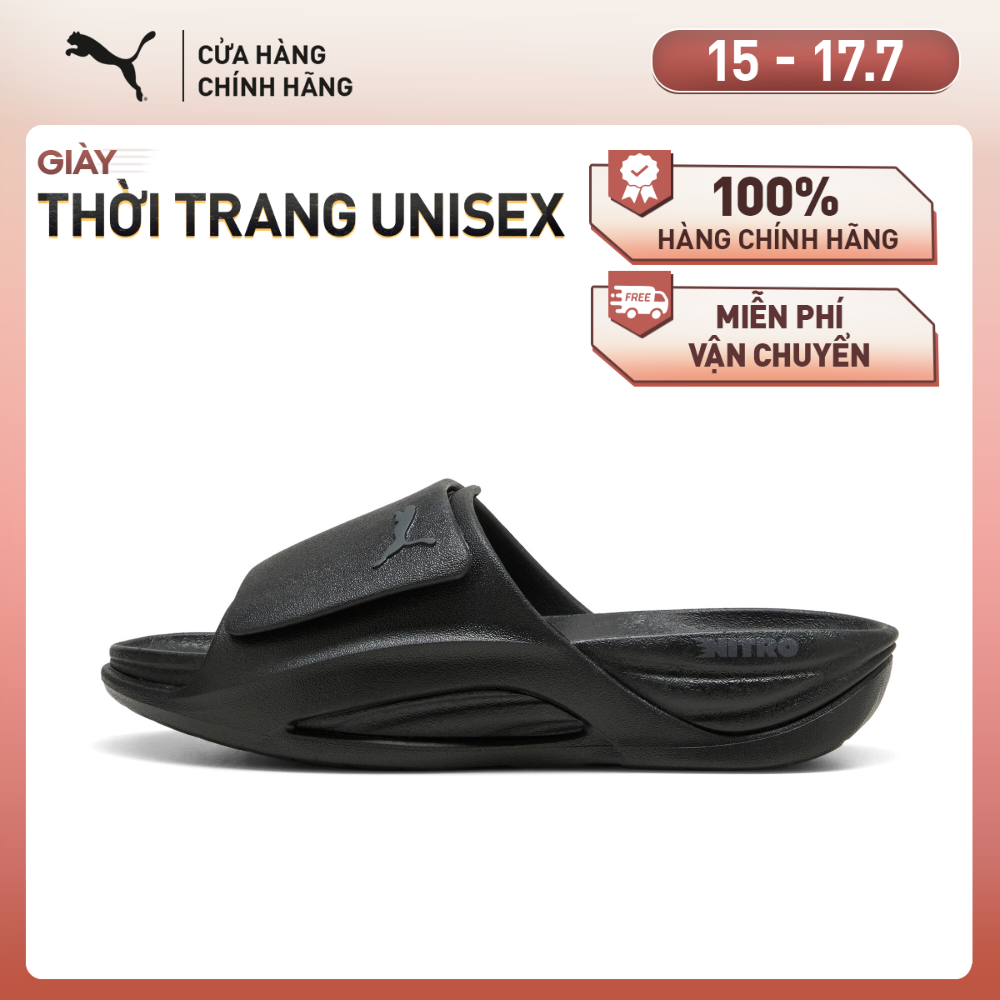 Dép Quai Ngang PUMA Unisex NITROcat Slide V Black-Moody Gray Màu Đen