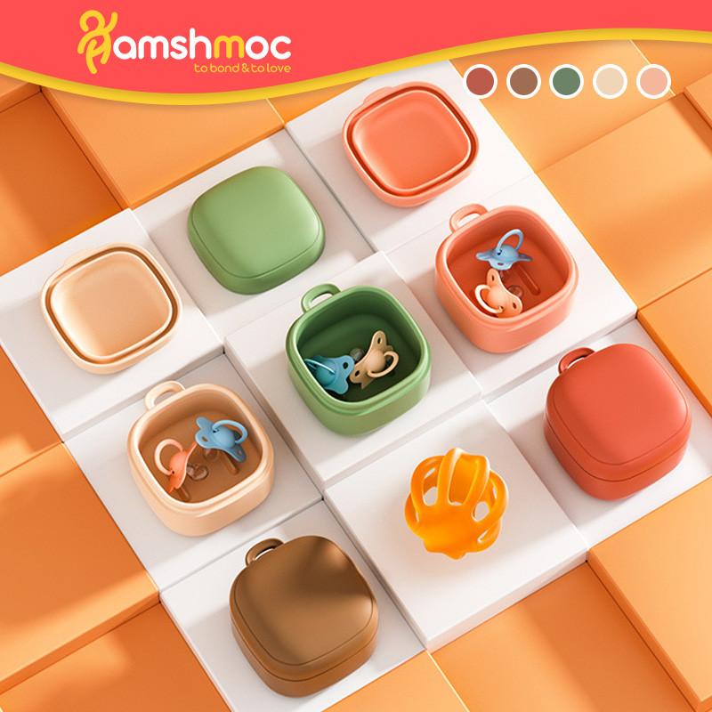 Hamshmoc Portable Baby Pacifier Holder Silicone Pacifier Case Pacifier Storage Box Seal Design with Hanging Hole for Travel Outdoor ราคา 174 บาท*ส่งฟรี