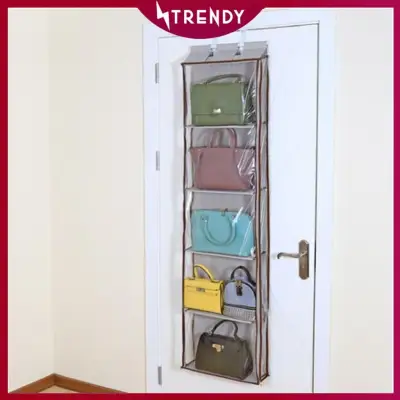 [SG Ready Stock] Bag Storage Behind Door Hanging Wall Multi-layer Fabric Wall Storage Bag Dustproof Easy Carry Washable