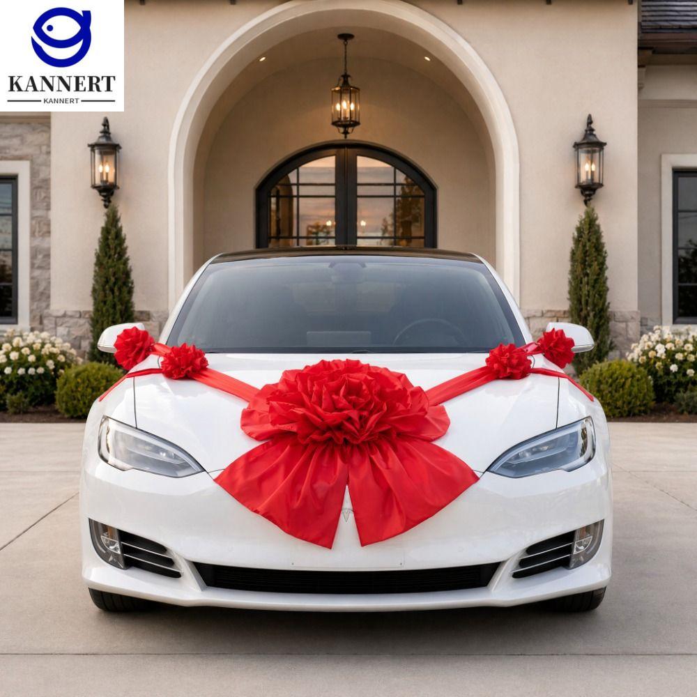 KANNERT Lớn Trang trí phía trước xe cưới Đỏ Bộ đầy đủ Kéo Cung Cao cấp Nơ ruy băng Trang trí xe chính của cô dâu Đoàn xe cưới Giá 655,312 Đồng*Miễn phí vận chuyển