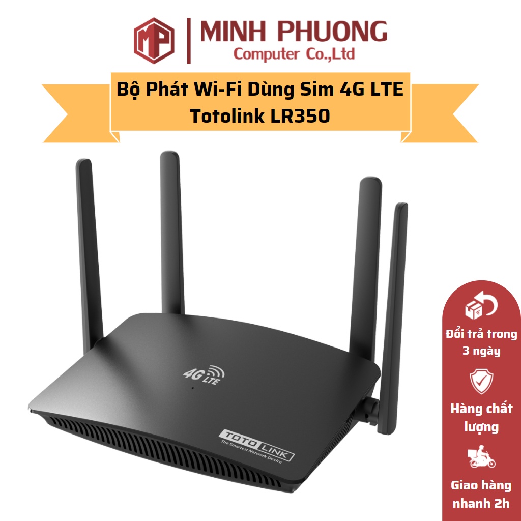 (Ưu đãi lớn) Bộ Phát Wi-Fi Di Động Dùng Sim 4G LTE TOTOLINK LR350 - Hàng chính hãng