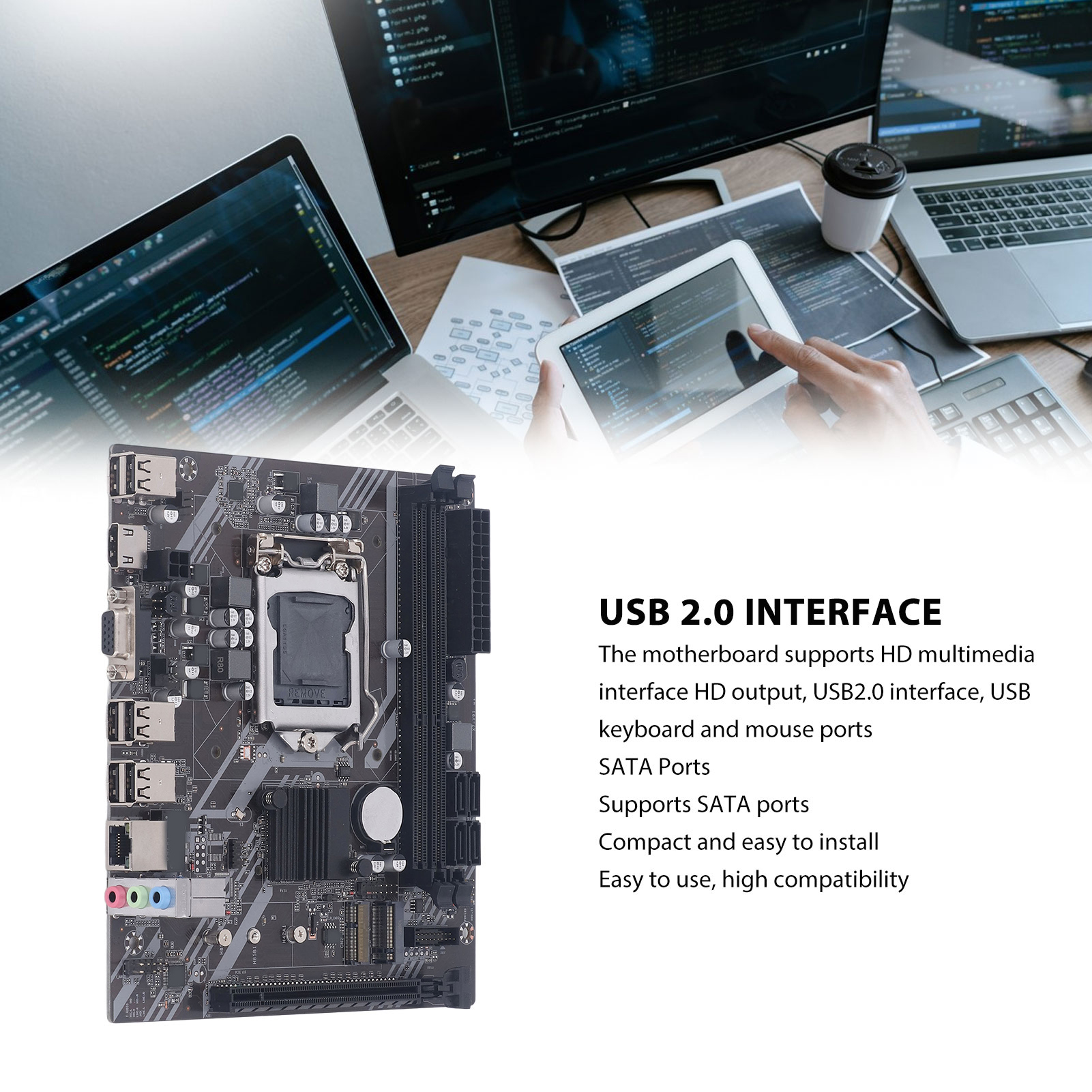 Garosa Bo mạch chủ máy tính Cài đặt dễ dàng Giao diện SATA2.0 hiệu suất cao Nhỏ gọn chuyên nghiệp H61 S Bo mạch chủ chơi game cho máy tính Giá 763,000 Đồng*Miễn phí vận chuyển