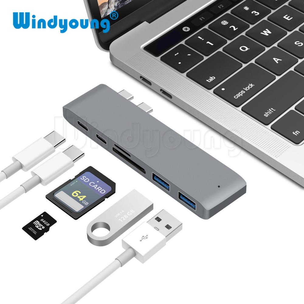 【sought-after】 6 In 1 USB C Hub USB Type C Hub Adapter For MacBook Pro/Air M1 M2 2021 2020 2019 2018