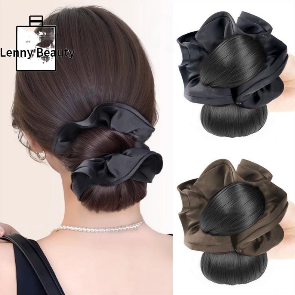 LENNY Dây buộc tóc Bộ tóc giả búi hoa Thanh lịch Kẹp móng vuốt Phần tóc giả Thời trang Mềm mại Tóc giả đầu tròn Phụ nữ