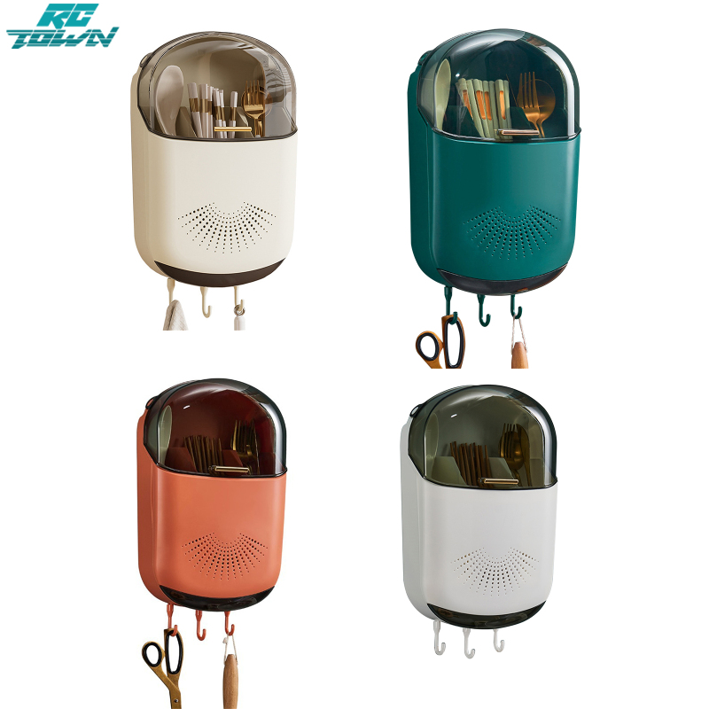 Utensil Holder, Wall Hanging Chopsticks Box, Ventilation Plastic Cutlery Serving Utensils Silverware Drying Mounted Drying Rack, With Drain Holes, Bottom Hooks ราคา 251 บาท*ส่งฟรี