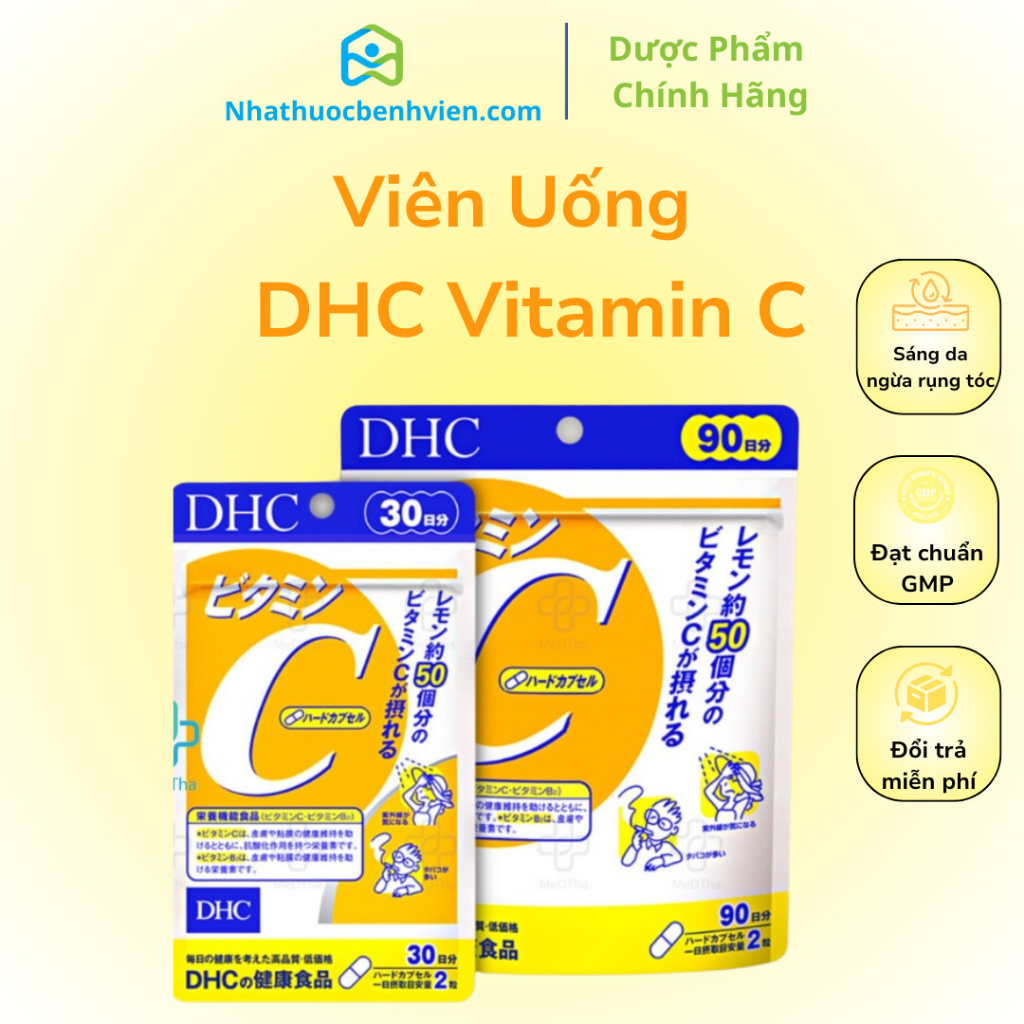 Viên uống vitamin C DHC 30 ngày - 60 ngày Nhật Bản, viên uống bổ sung vitamin C