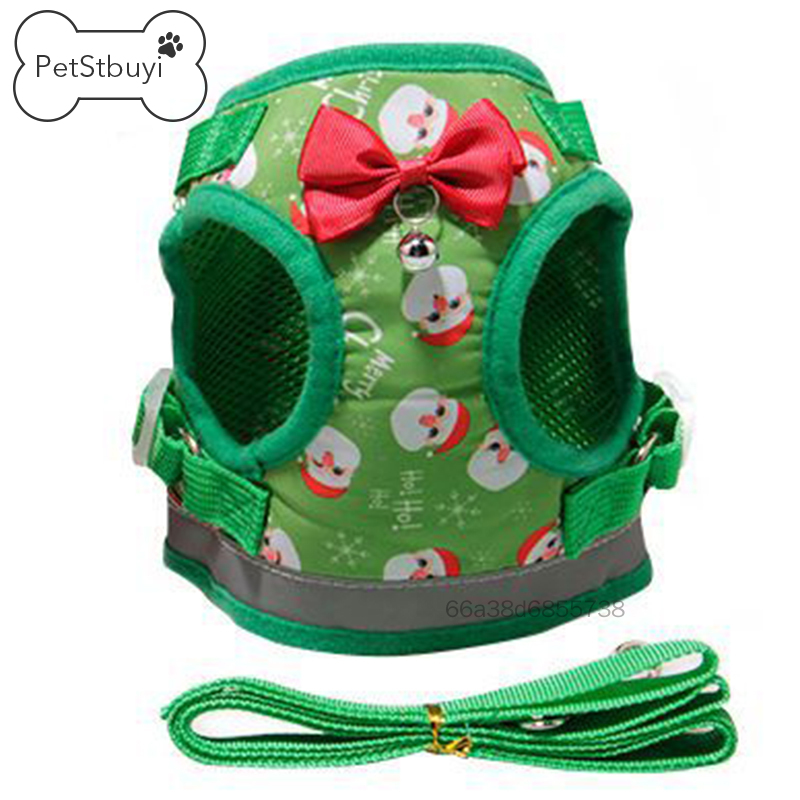 PetStbuyi Christmas Soft Mesh Dog Harness With Leash Adjustable Soft-Padded Fit Walking Small Dogs, Cats GG-MY ราคา 45 บาท*ส่งฟรี
