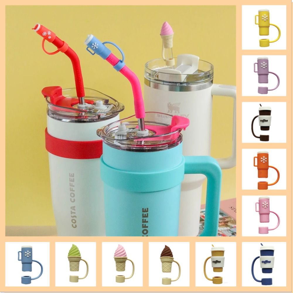 Gudan ống hút silicon Topper phim hoạt hình chống rung rơm nắp chống bụi drinkware chống bụi rơm che rơm trang trí