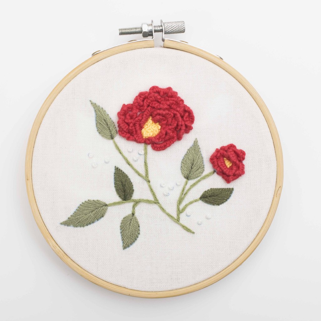 FLORAL EMBROIDERY KIT SET HANDMADE (without hoop)