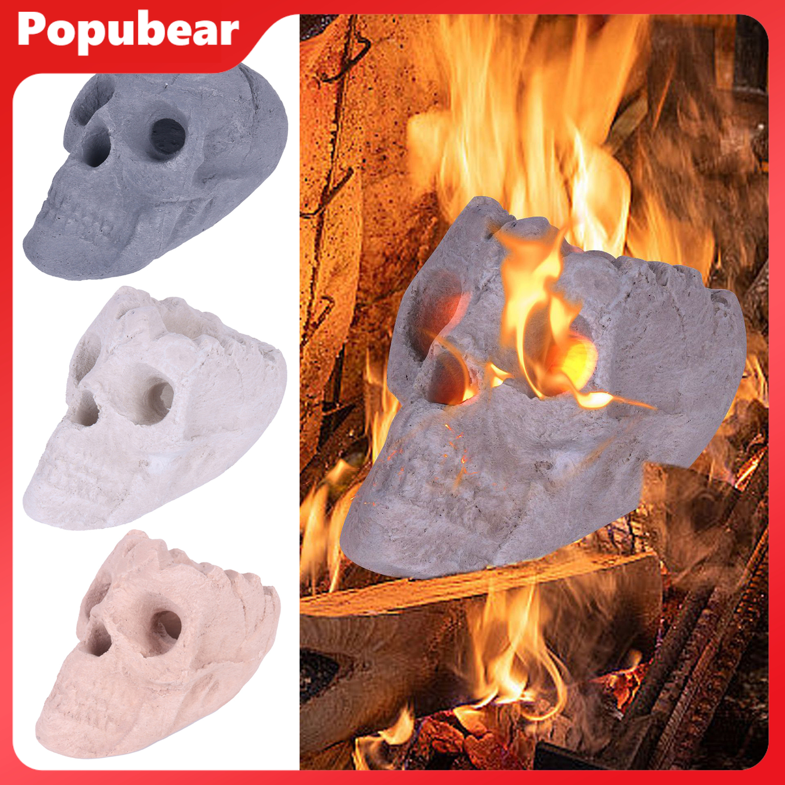Ceramic Human Skull Campfire Log Reusable Fireproof Campfire Pit Skull Gas Log for Bonfire Fireplace Halloween Decor ราคา 801 บาท*ส่งฟรี