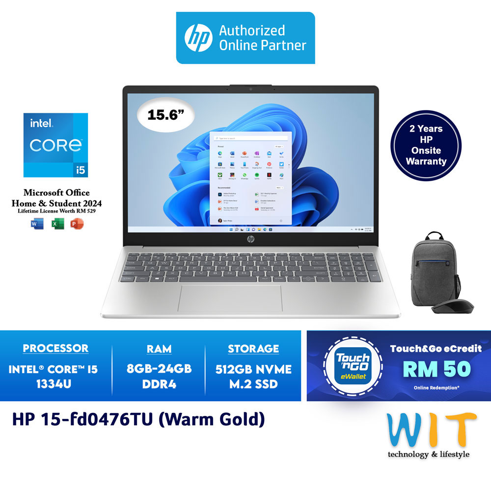 HP 15-fd0476TU /fd0478TU /fd0444TU (Intel Core i5-1334U/8GB-32GB RAM/512GB SSD/15.6" FHD/Office/W11/2Y Warranty)