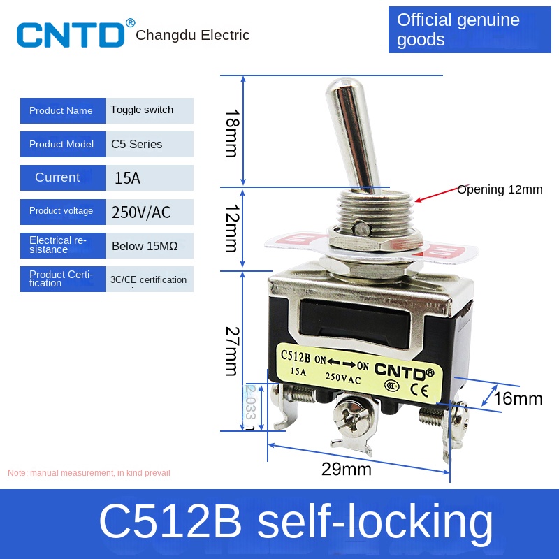 Công Tắc gạt C512b CNTD | C511B/C512B/C513B/C521B/C522B/C523B - Tự Khóa/Phục Hồi, 2-6 Chân, Có Nắp Bảo Vệ C5 Tự Động Hóa