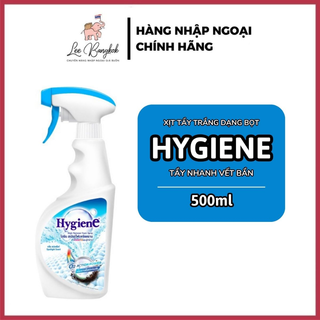 [Nội Địa Thái] Xịt Tẩy Trắng Quần Áo Dạng Bọt Hygiene Thái Lan, Tẩy Nhanh Vết Bẩn Trên Quần Áo Trắng Và Màu  500ml