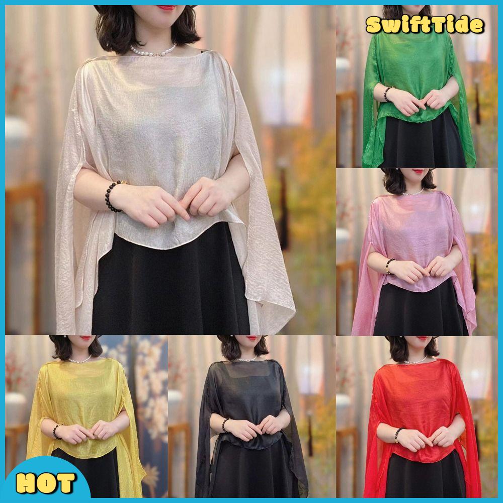 SWIFTTIDE Màu sắc tinh khiết Khăn choàng nữ Voan Dài Áo choàng dạ hội buổi tối Áo choàng Khăn quàng cổ thời trang Nữ Cô Gái