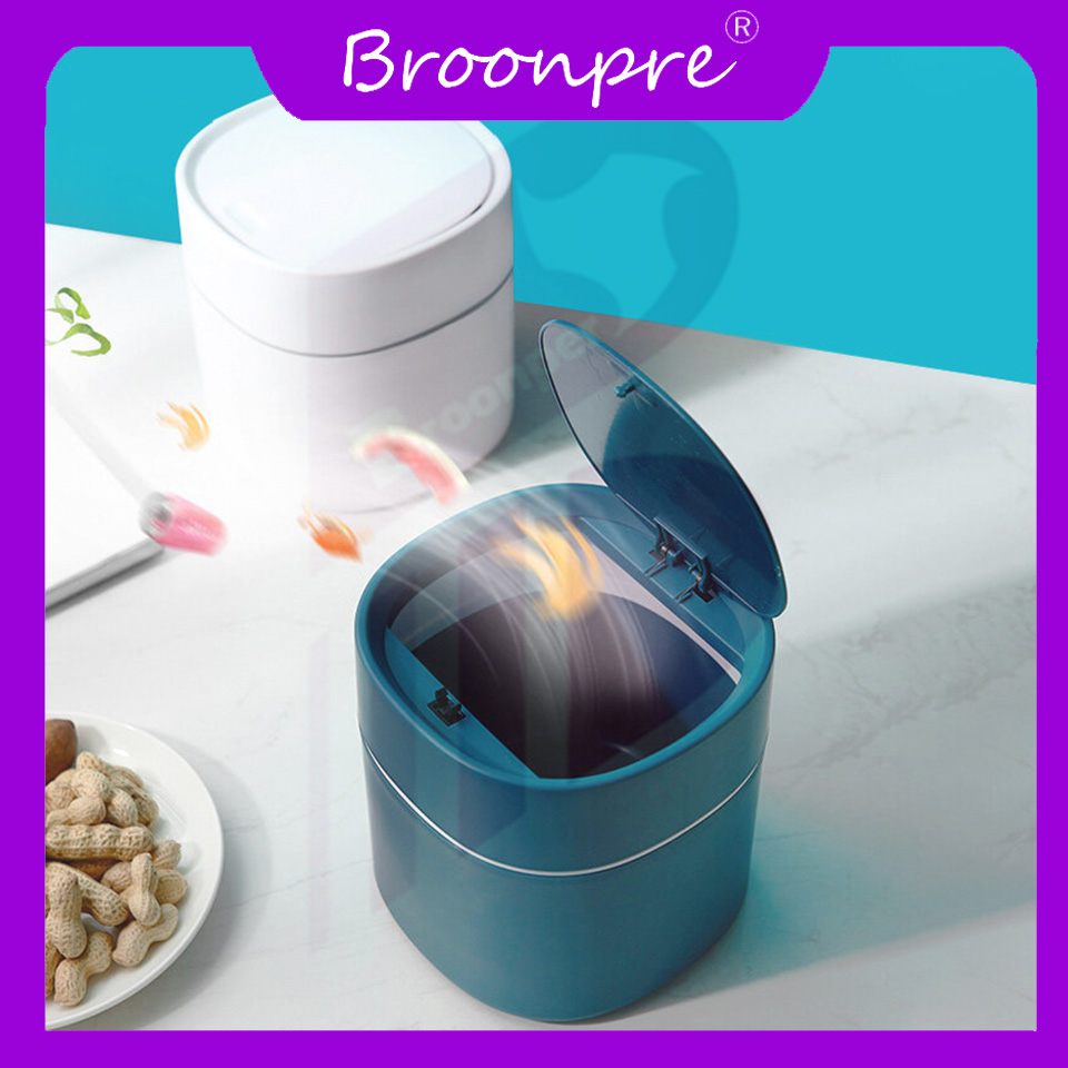 Broonpre มินิถังขยะสามารถในครัวถังขยะบนโต๊ะสามารถจัดเก็บถังขยะบนโต๊ะสำหรับห้องครัวนั่งเล่นห้องขยะขนาดเล็กถังขยะถังขยะ ราคา 260 บาท*ส่งฟรี