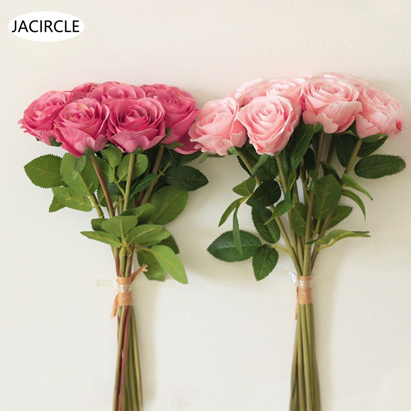 JACIRCLE 8 ชิ้น ดอกกุหลาบ ดอกไม้ปลอม ช่อดอกไม้ ดอกไม้ประดิษฐ์ ตกแต่งบ้าน พร้อพถ่ายรูป ของขวัญวันวาเลนไทน์ ราคา 110 บาท*ส่งฟรี