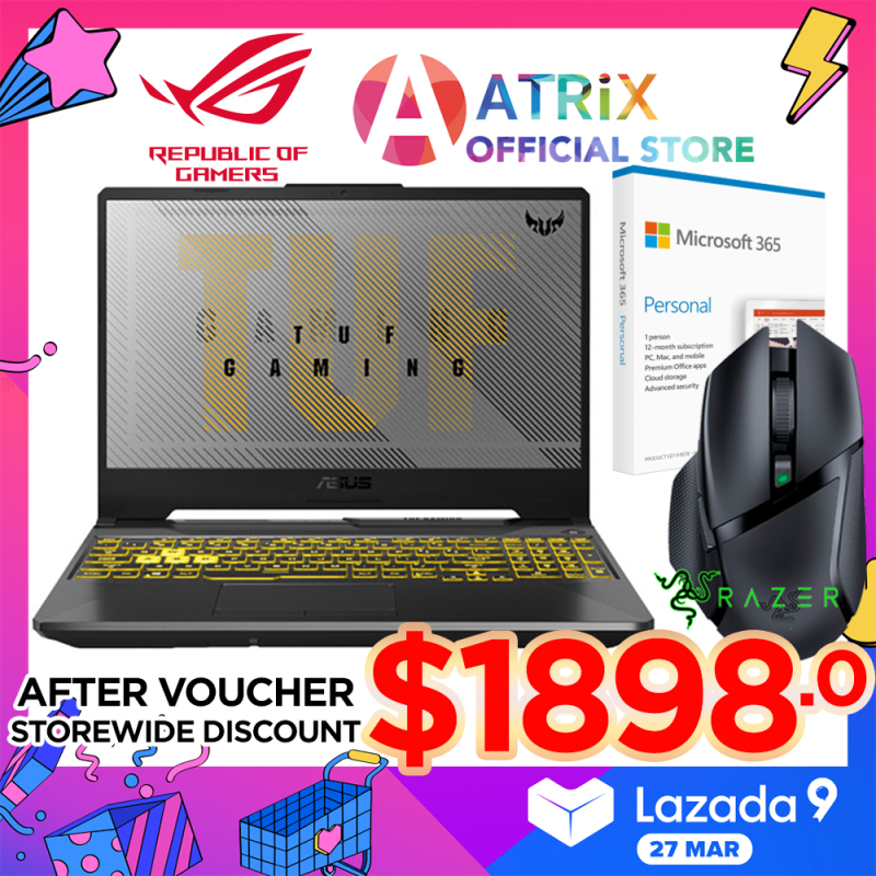 【Same Day Delivery】Asus TUF Gaming F15 FX506LU-GTX1660Ti |15.6in FHD 144Hz | i7-10870H | GTX1660Ti | 16GB RAM | 1TB SSD | 2Yrs ASUS Warranty | Gaming Laptop