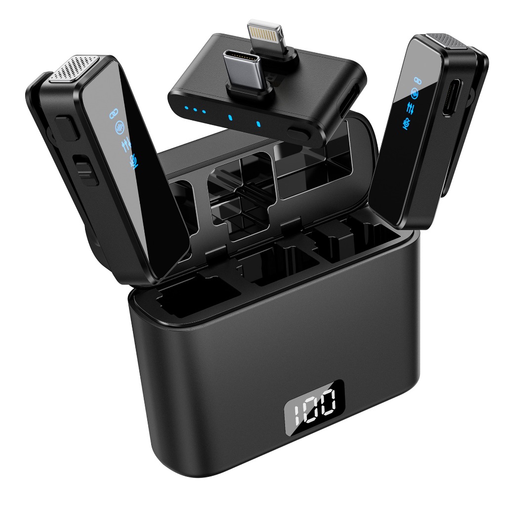 Mic Thu Âm Không Dây Cho Điện Thoại M31 PRO - Đầu Thu Kép Bật Tắt Lọc Ồn - Micro Ghi ÂmQuay VideoLàm