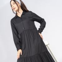 C2 Ulysha Black Long Dress Wanita