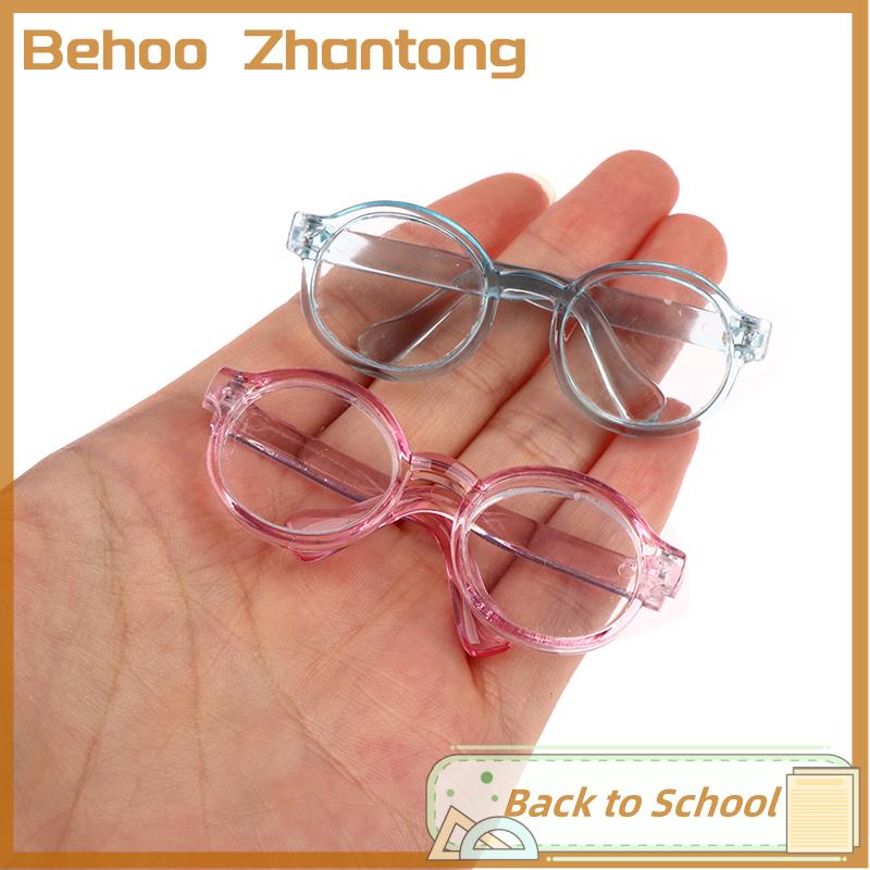 Behoo Phụ kiện kính búp bê vải nhung lông gọng tròn 6.5/9.5cm Kính mắt trong suốt