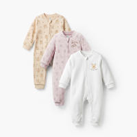 Babyshop Pack Of 3 Disney Cotton Mandarin Collar Long Sleeves Sleepsuit With Winnie The Pooh Print
